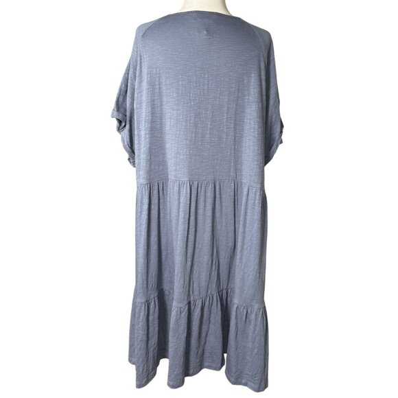 For The Republic Womens Plus Size Dress 2X Blue Tiered Tunic 95% Cotton Blend - Picture 3 of 6